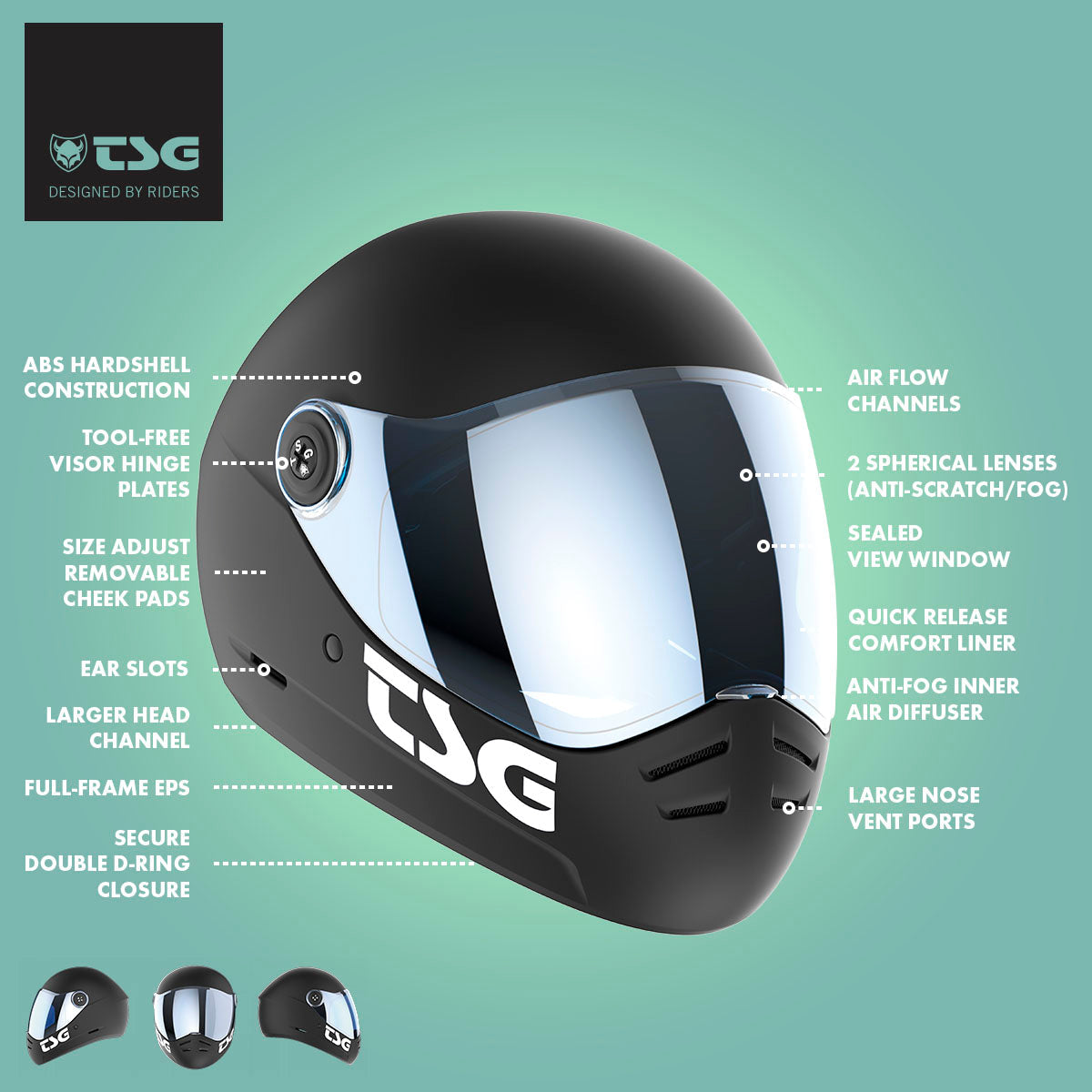 TSG – Pass 2.0 Helm (mit Bonus-Visier)